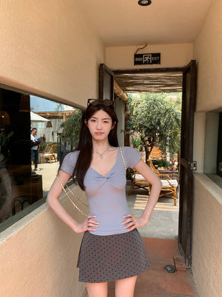 polka-dot sheath skirt