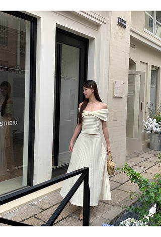 drape pleated skirt