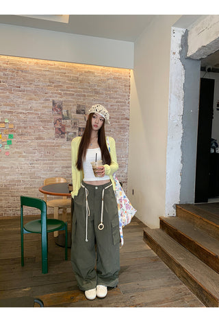 green wide overalls