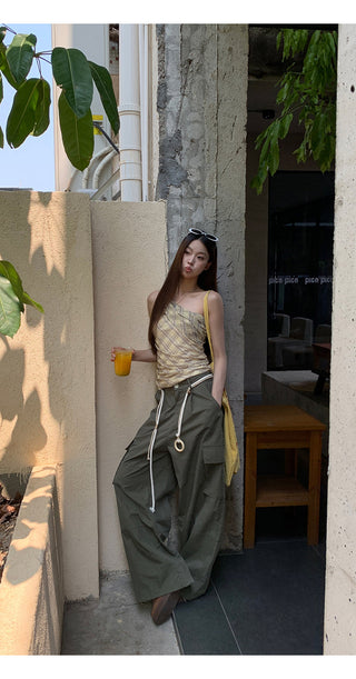 green wide overalls