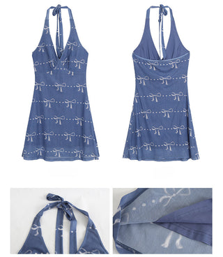 blue halter dress