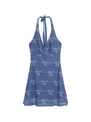 blue halter dress
