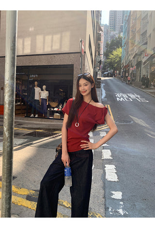 red retro top