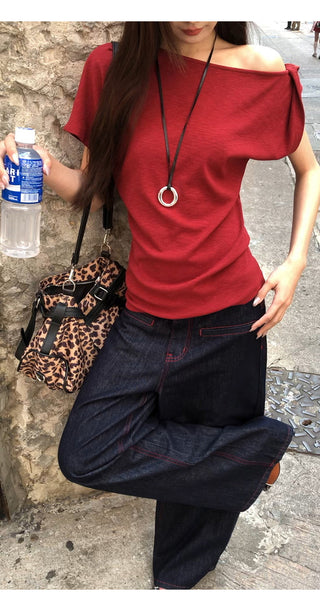 red retro top