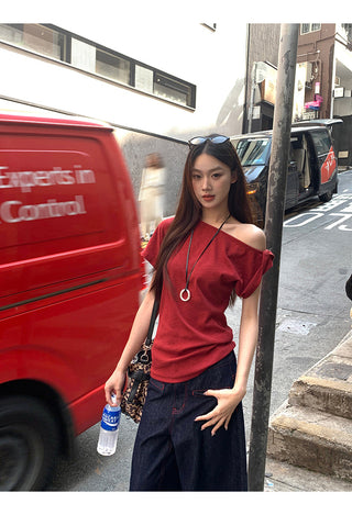 red retro top