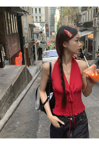 red sleeveless halter