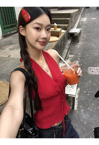 red sleeveless halter
