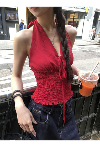red sleeveless halter