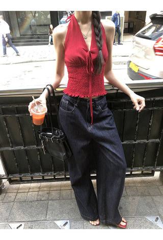 red sleeveless halter