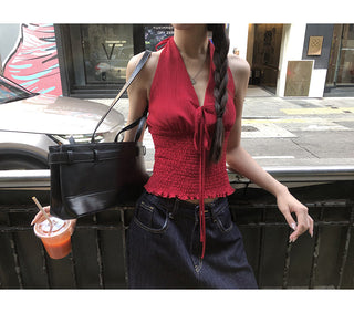 red sleeveless halter