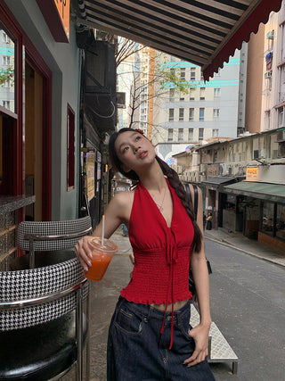 red sleeveless halter