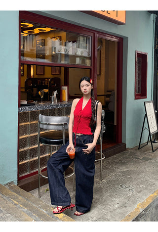 red sleeveless halter