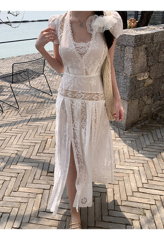 white lace dress