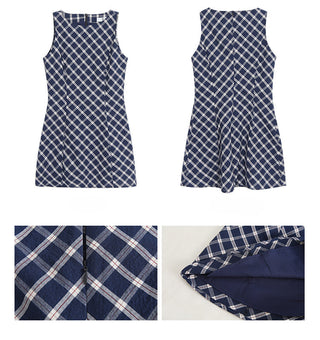 blue plaid dress