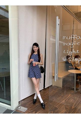 blue plaid dress