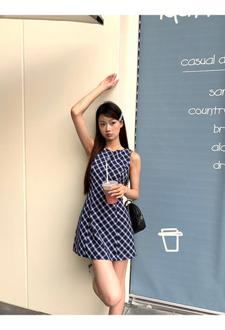 blue plaid dress