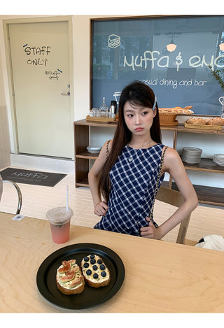 blue plaid dress