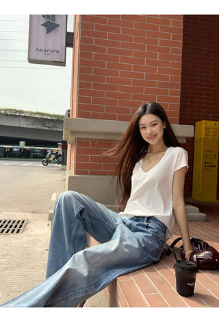 blue wide jeans