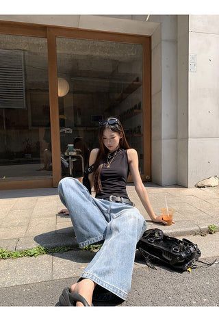 blue wide jeans