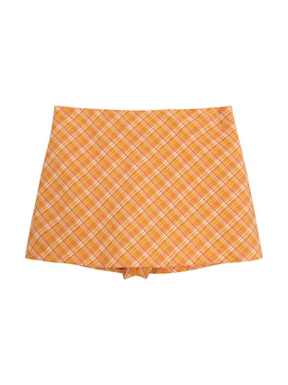 plaid hip skirt