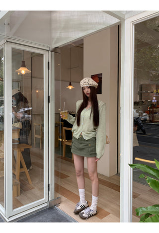green suit skirt