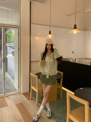 green suit skirt
