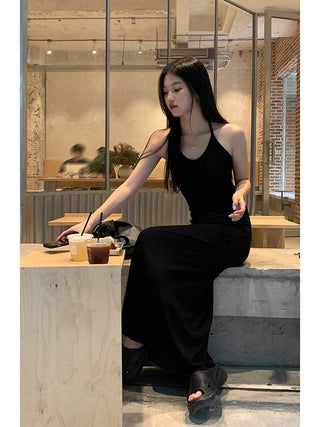 black halter dress