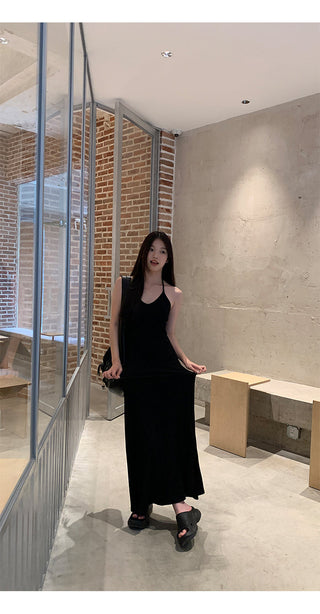 black halter dress