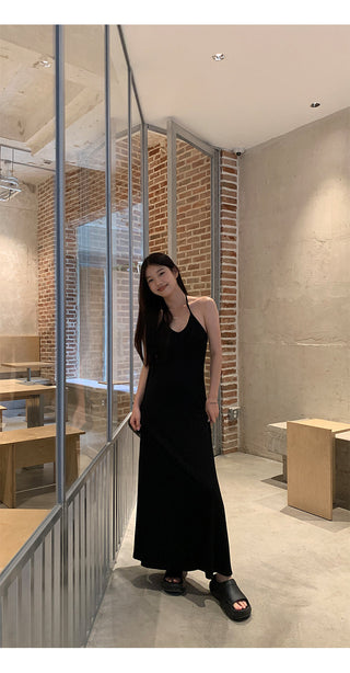 black halter dress