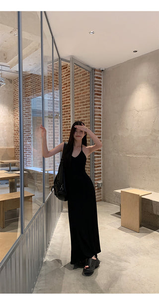 black halter dress