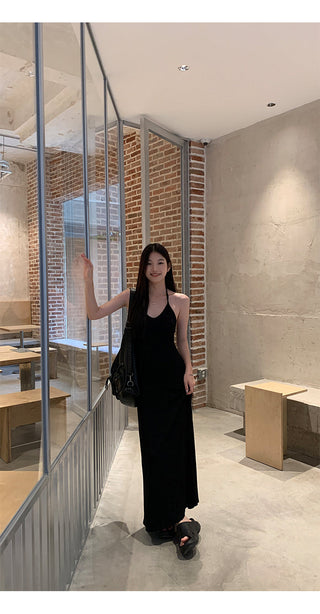black halter dress
