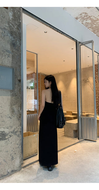 black halter dress