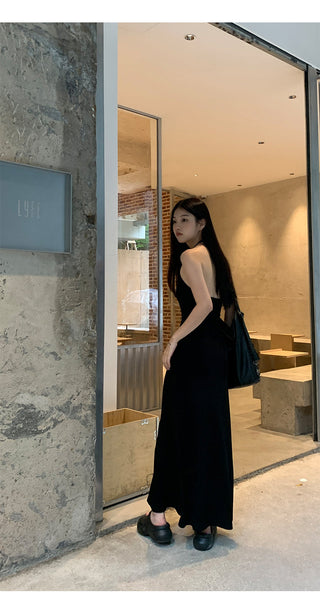 black halter dress