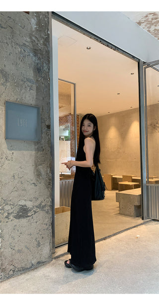 black halter dress