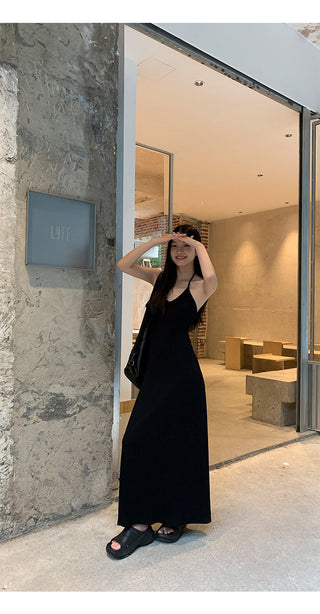 black halter dress