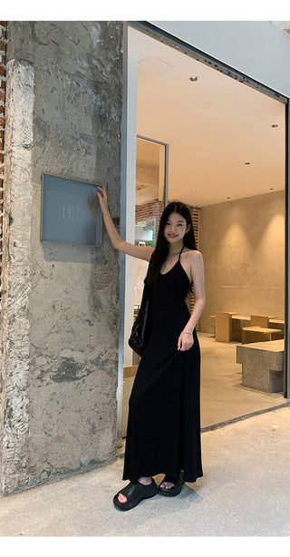 black halter dress