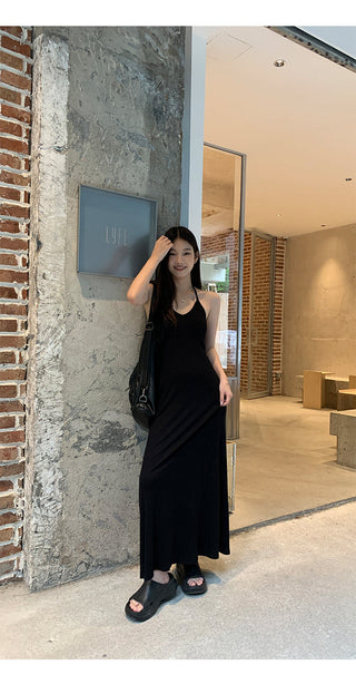 black halter dress