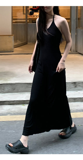 black halter dress