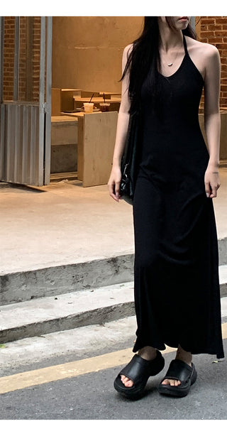 black halter dress
