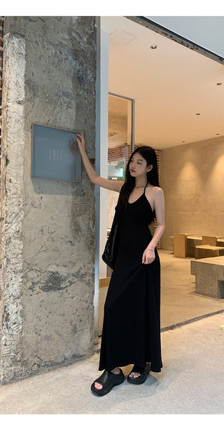 black halter dress