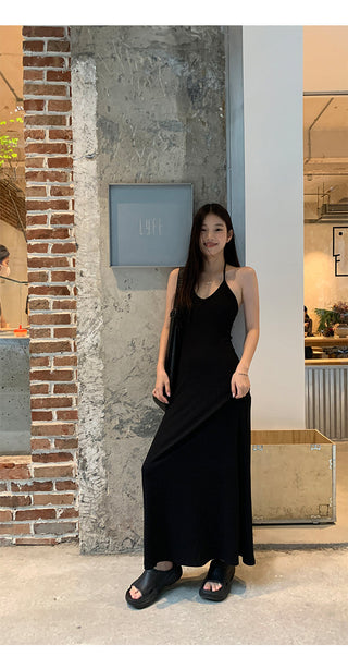 black halter dress