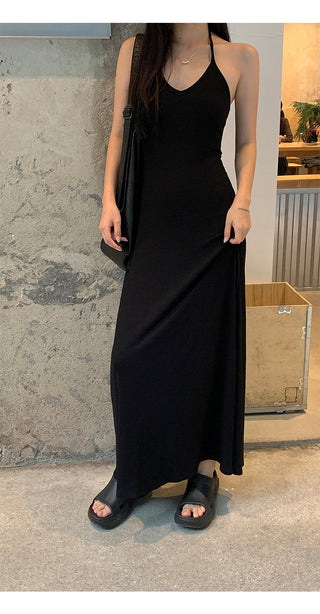 black halter dress