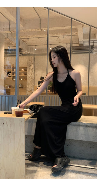 black halter dress