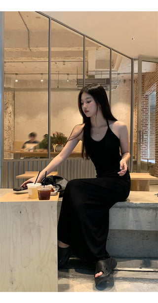black halter dress