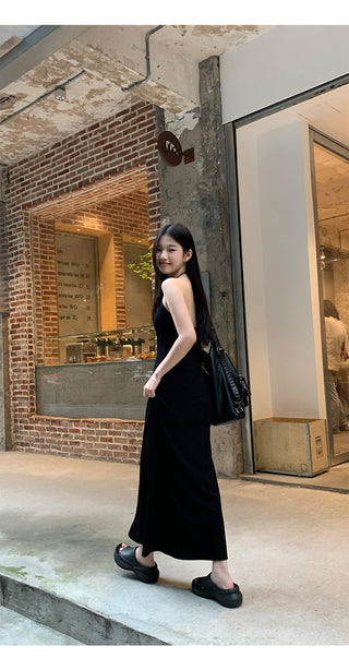 black halter dress