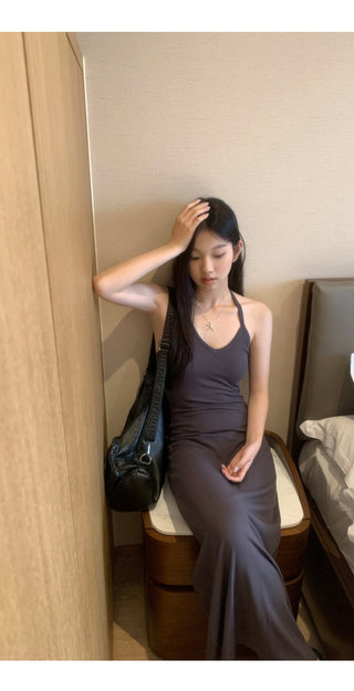 black halter dress