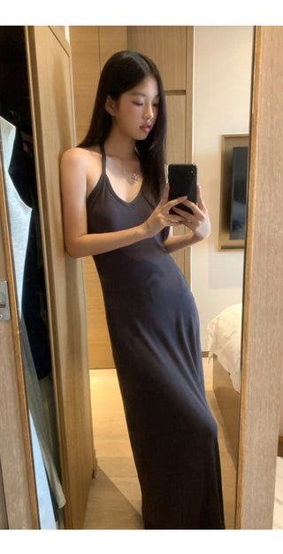 black halter dress