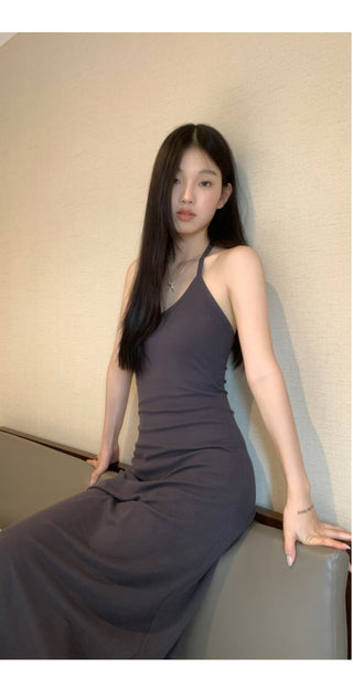 black halter dress
