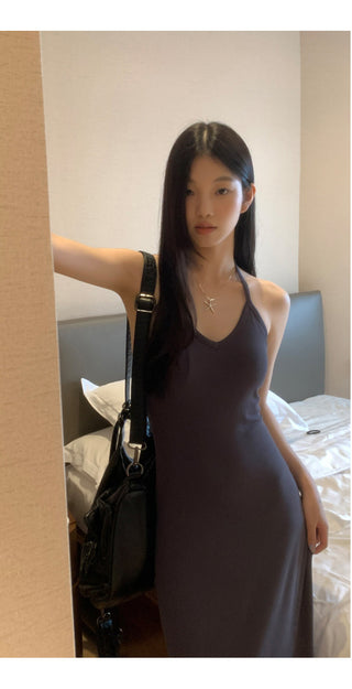 black halter dress
