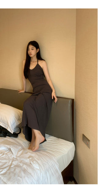 black halter dress